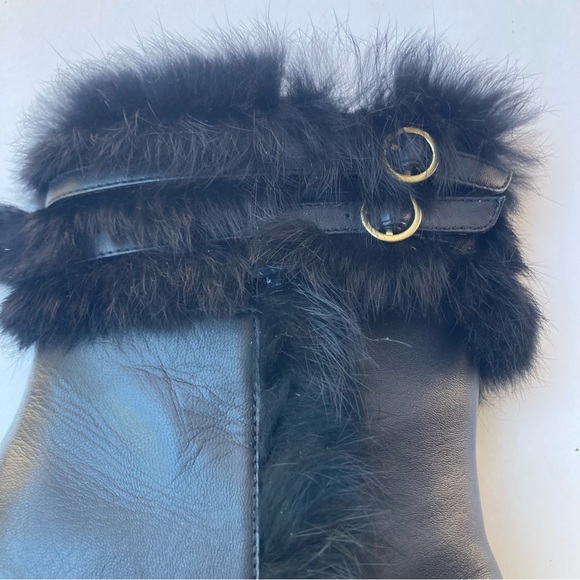 Taryn Rose Tizzy fur trim bootie low boots black 8 - Picture 5 of 12